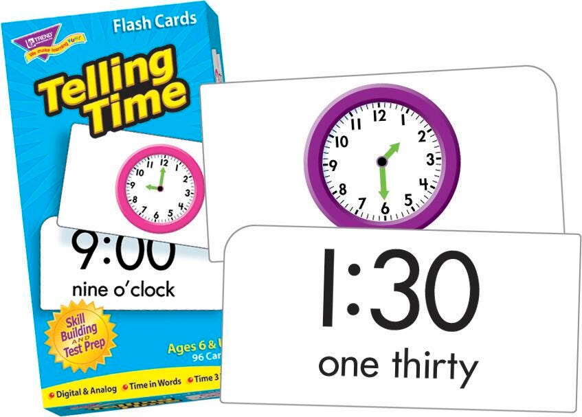 Trend Enterprises Telling Time Flash Cards - Pack of 96, Item Number 241658